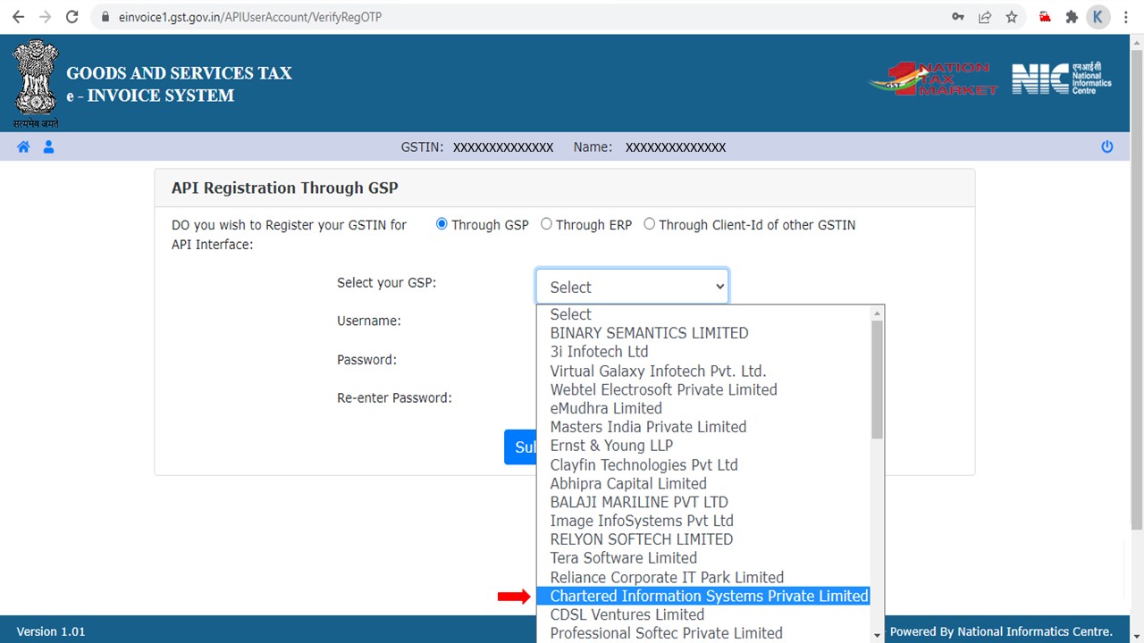 Charted invoice e-invoice